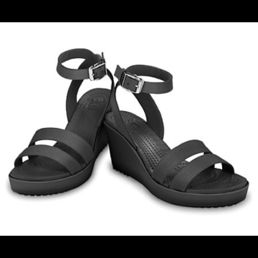 Black wedge sandals